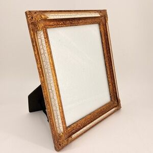 Burnes of Boston 8x10 Gold Crackle Ornate Picture Frame Vintage Style Baroque